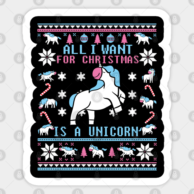 Funny Unicorn Lover Ugly Christmas Sweater Sticker by KsuAnn